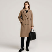 Alpaca Silk Wool Dropped Shoulder Mid-Length Coat