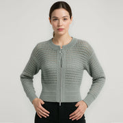 Zip-Up Knit Cardigan