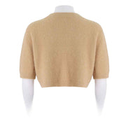 Womens Alpaca-Blend Cropped Short Sleeve Sweater