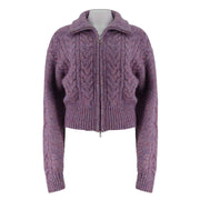 Zipper Mixed Color Woolen Jacket