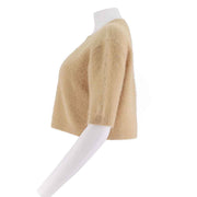 Womens Alpaca-Blend Cropped Short Sleeve Sweater