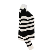 Crew Neck Striped Button Up Cardigan