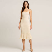 Knit Pencil Skirt With Lace Hem