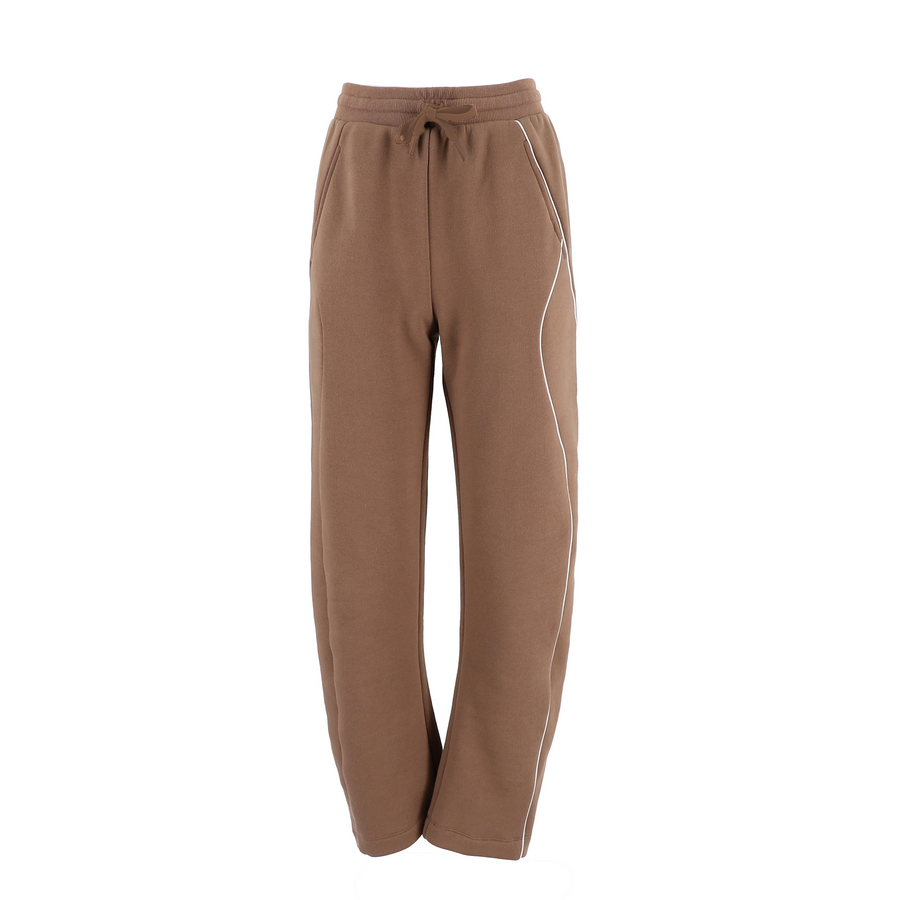 Combed Cotton Sweatpants With Piping Detail