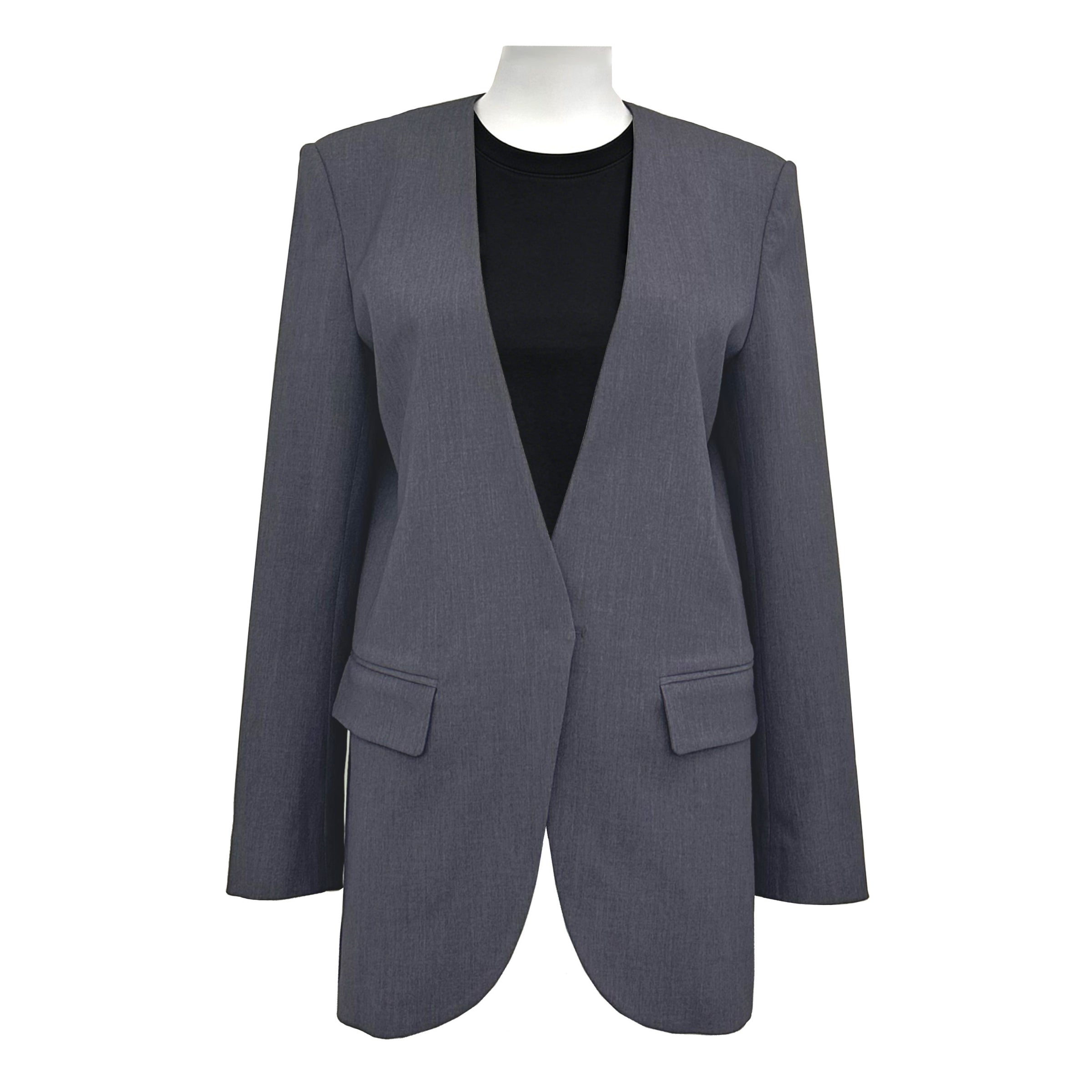 Womens Minimalist Collarless Blazer