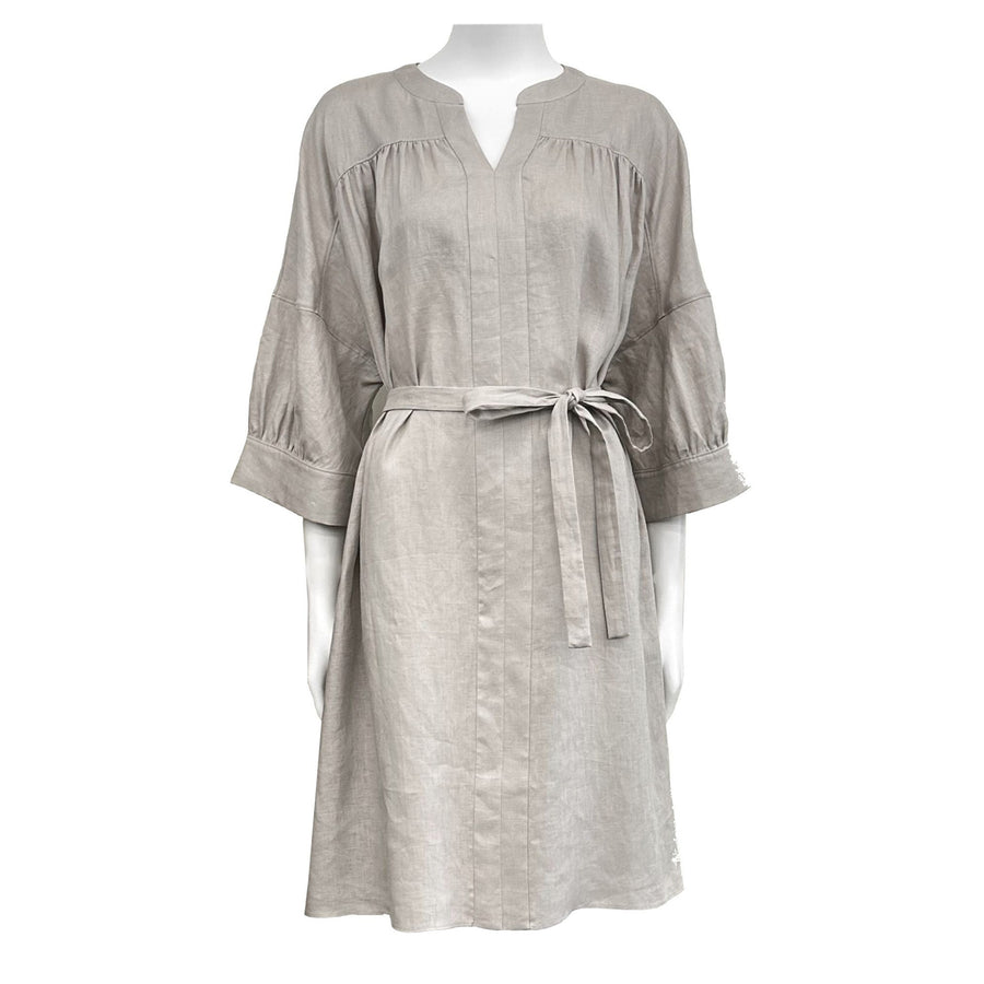 Linen V-Neck Lace Up Dress