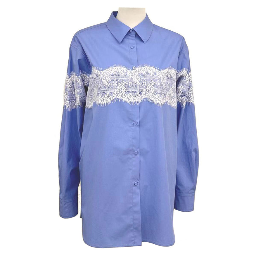 Lace-Spliced Silhouette Shirt