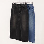 Women'S Spliced Straight Leg Denim Half Skirt