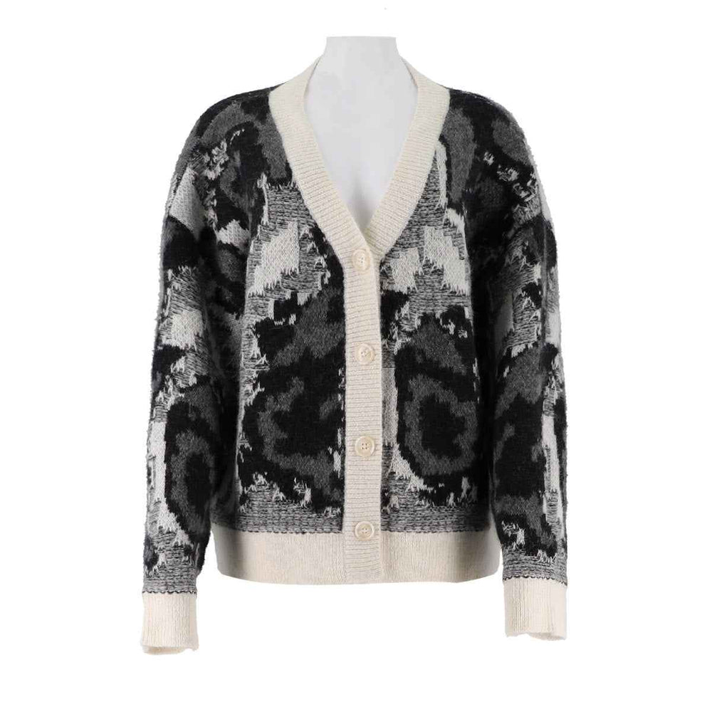 Alpaca Merino Wool Button Up Jacquard Cardigan