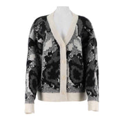 Alpaca Merino Wool Button Up Jacquard Cardigan
