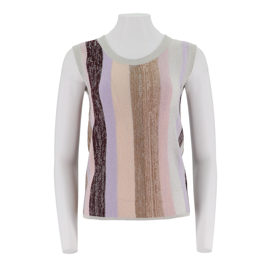 U-Neck Mixed Yarn Striped Tank