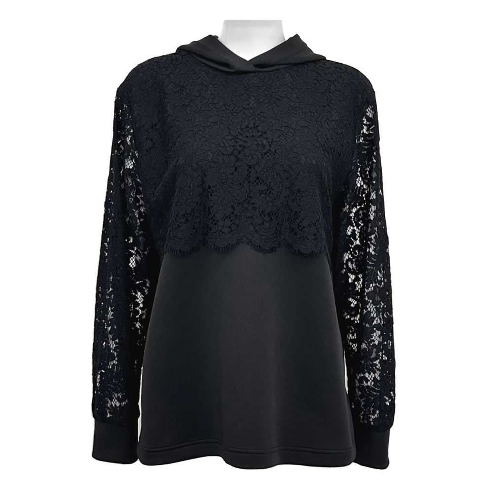 Lace Patchwork Hooded Sweatshirt