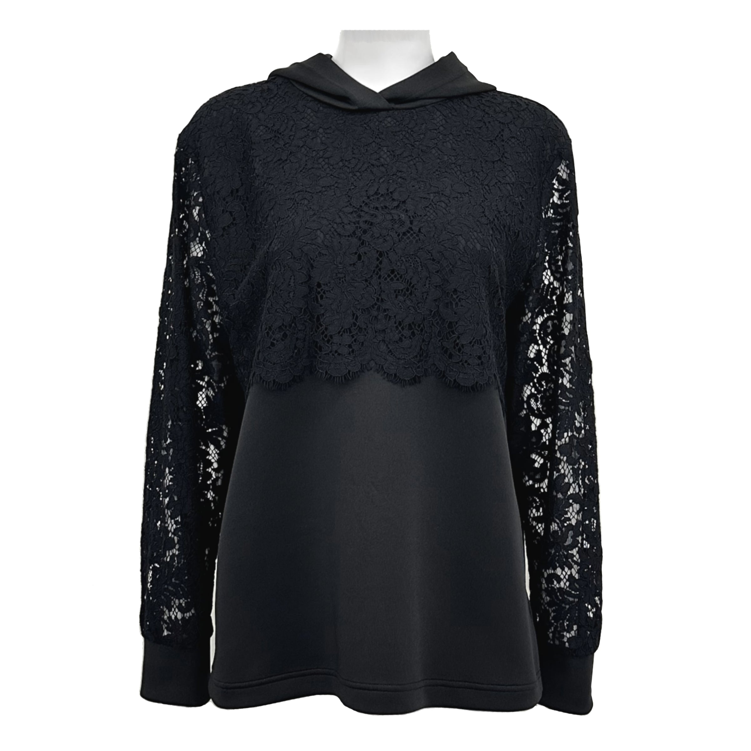 Lace Patchwork Hooded Sweatshirt
