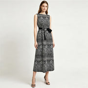 Off-Shoulder Lace-Up Jacquard Dress
