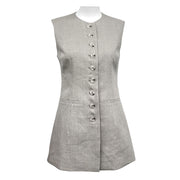 Flax Open Collar Slim Fitting Vest