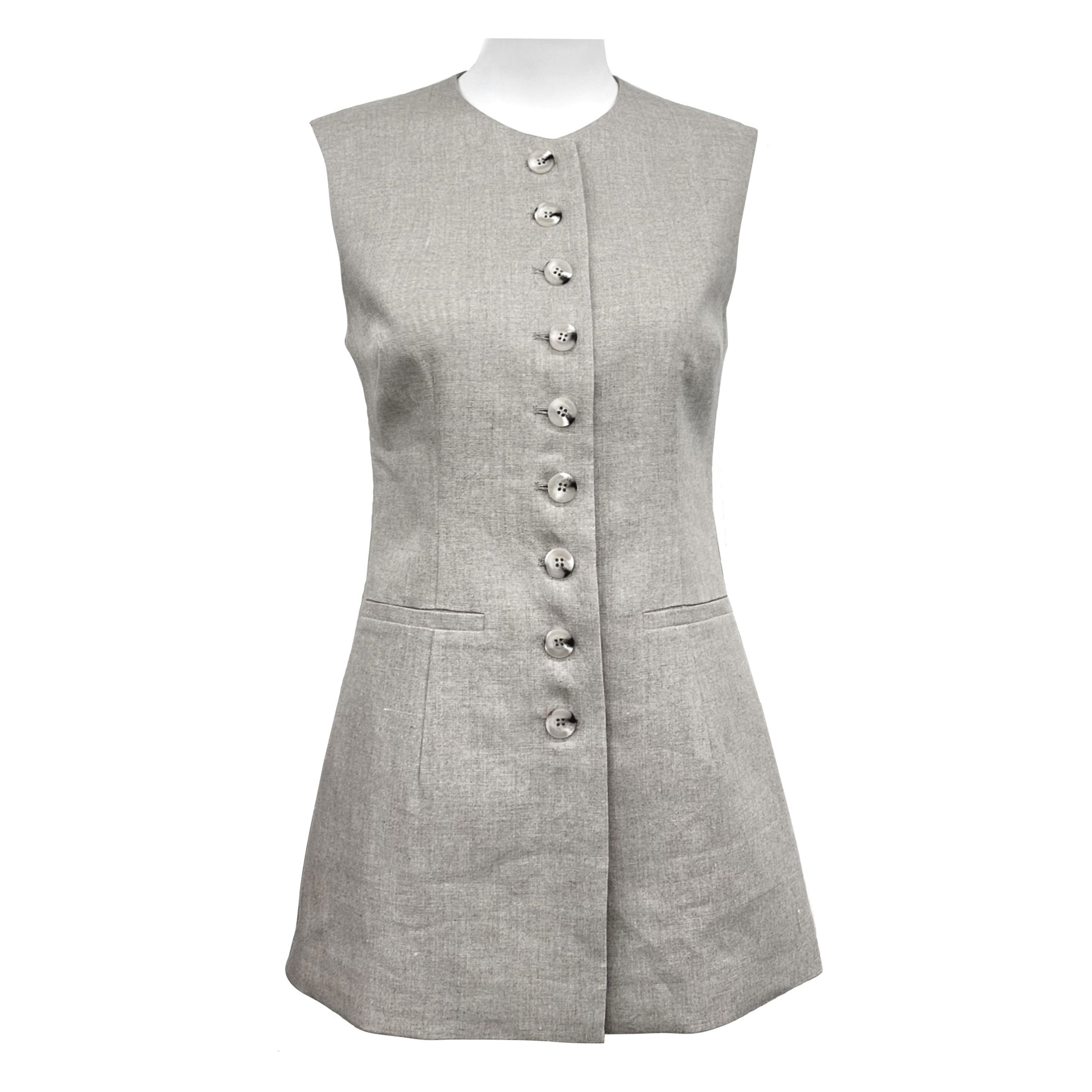 Flax Open Collar Slim Fitting Vest
