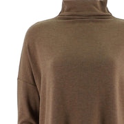 Womens Mock-Neck Drop Shoulder Long Sleeve Top