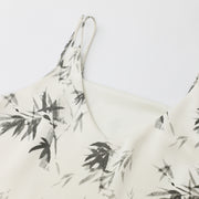 Ink Print V-Neck Suspender Dress