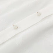 질감이 있는 플로럴 스탠드 칼라 긴소매 블라우스