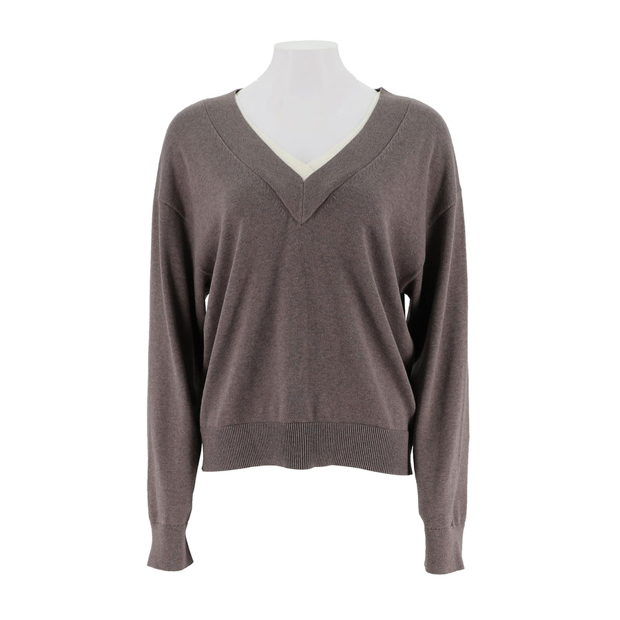 V-Neck Drop Shoulder Knit Pullover