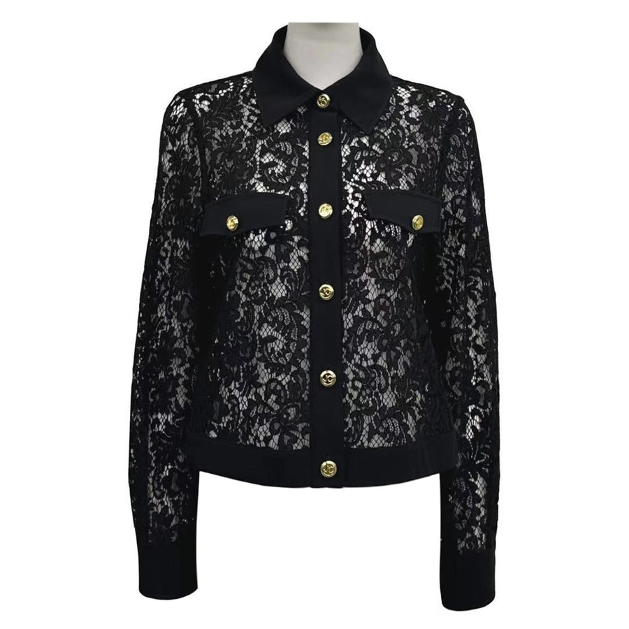 Womens Cotton-Blend Lace Jacket