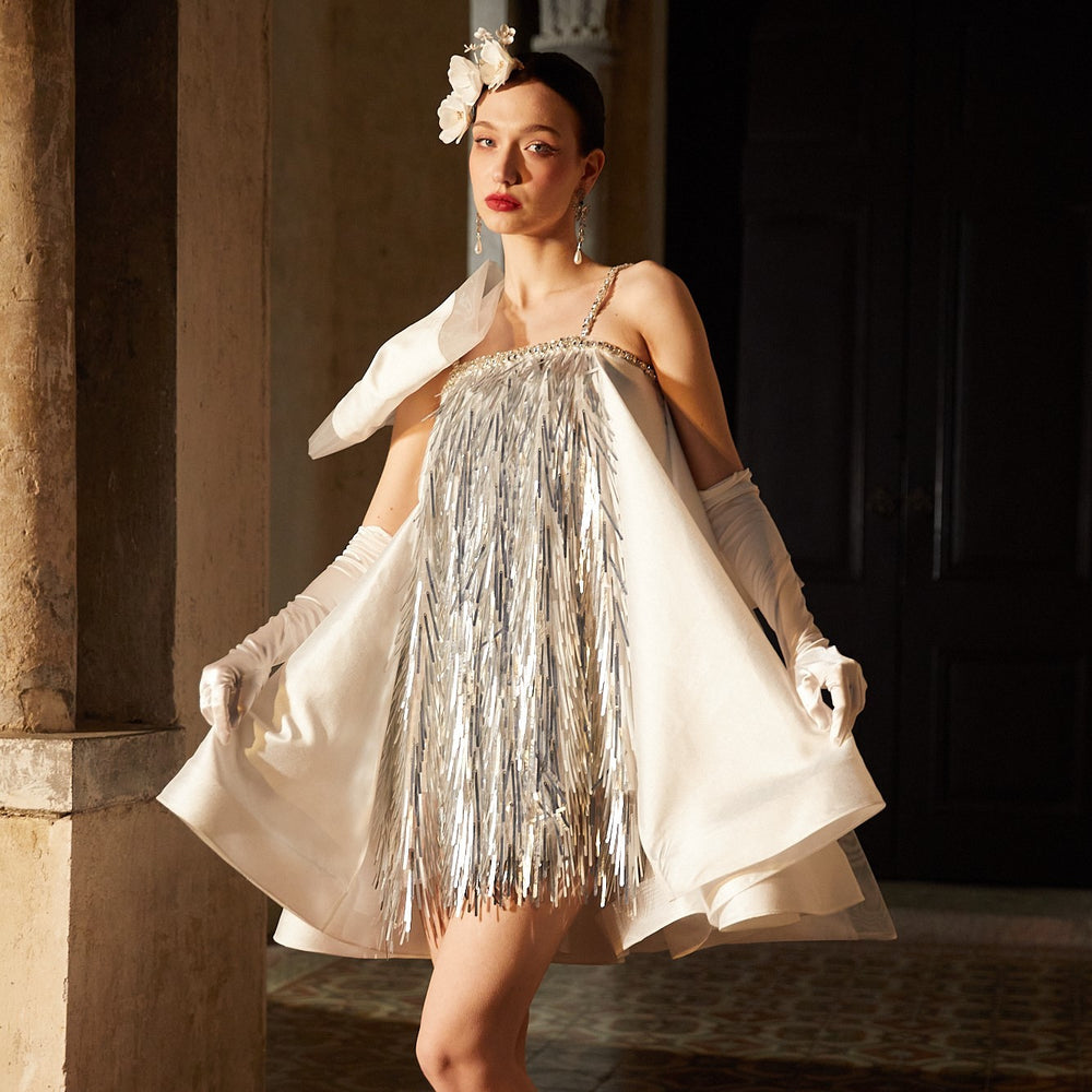 Aurora Luminous Short Satin Wedding Dress
