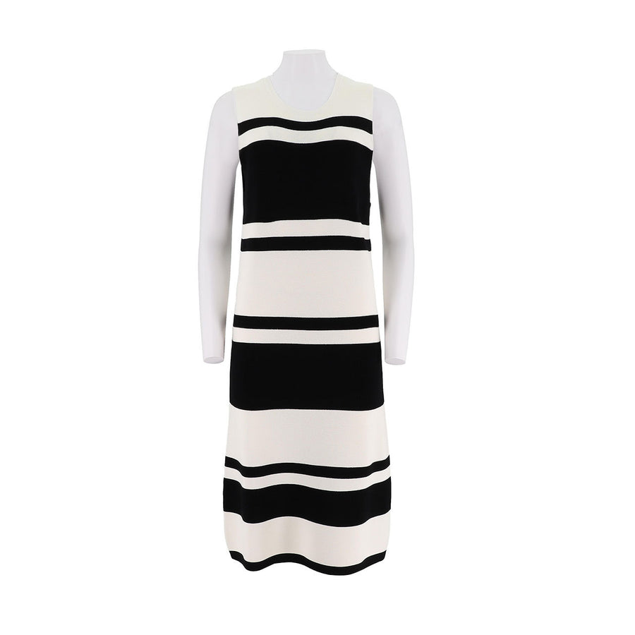 Round-Neck Striped Sleeveless Dress