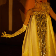 Aurora Luminous Long Satin Dress With Train