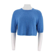 Womens Alpaca-Blend Cropped Short Sleeve Sweater