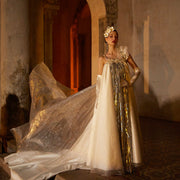 Aurora Luminous Long Satin Dress With Train