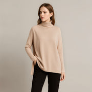 Womens Mock-Neck Drop Shoulder Long Sleeve Top