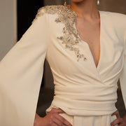 Starlight Beaded Stretch Satin Wedding Dress