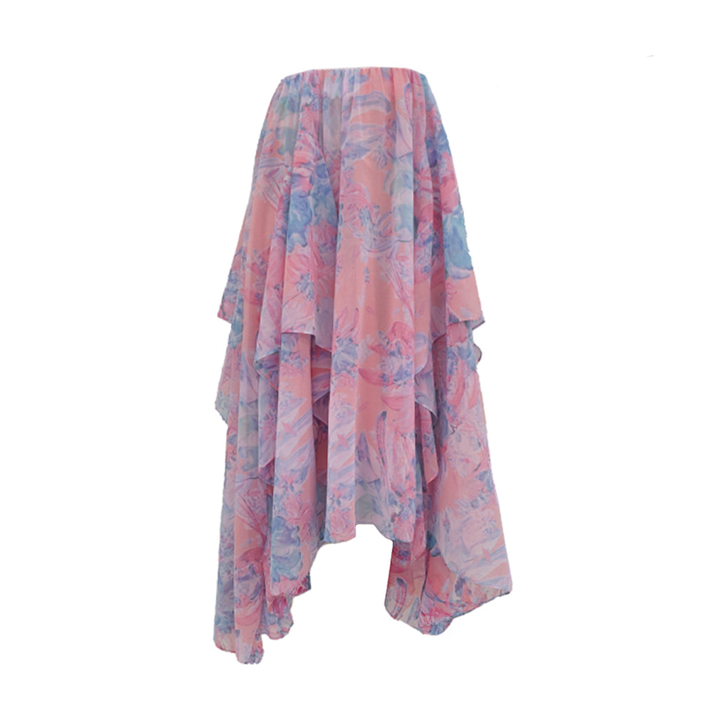 Irregular Printed Half Skirt