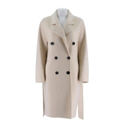 Womens Camel Silk Wool Double Breated Coat