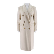Womens Camel Silk Wool Long Tailored Coat
