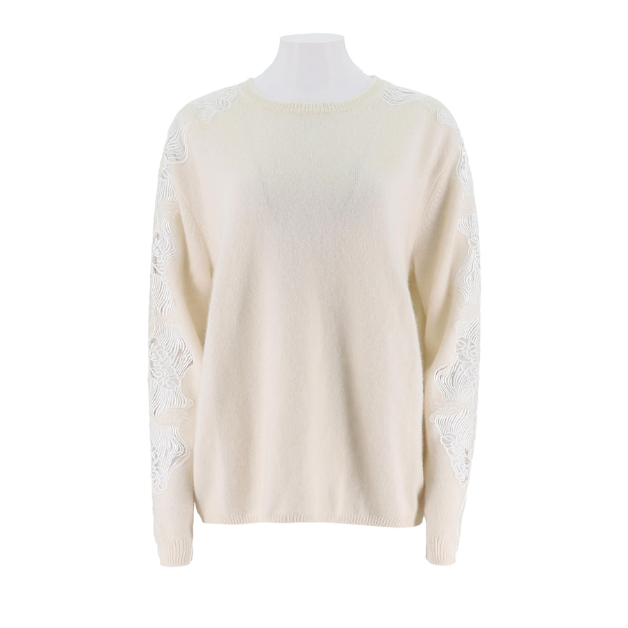 Lace Cutouts Merino Wool Sweater