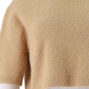 Womens Alpaca-Blend Cropped Short Sleeve Sweater