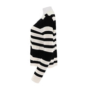 Crew Neck Striped Button Up Cardigan