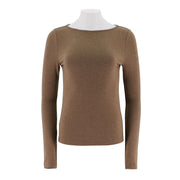 Womens Cozy Long Sleeve Boat Neck Top